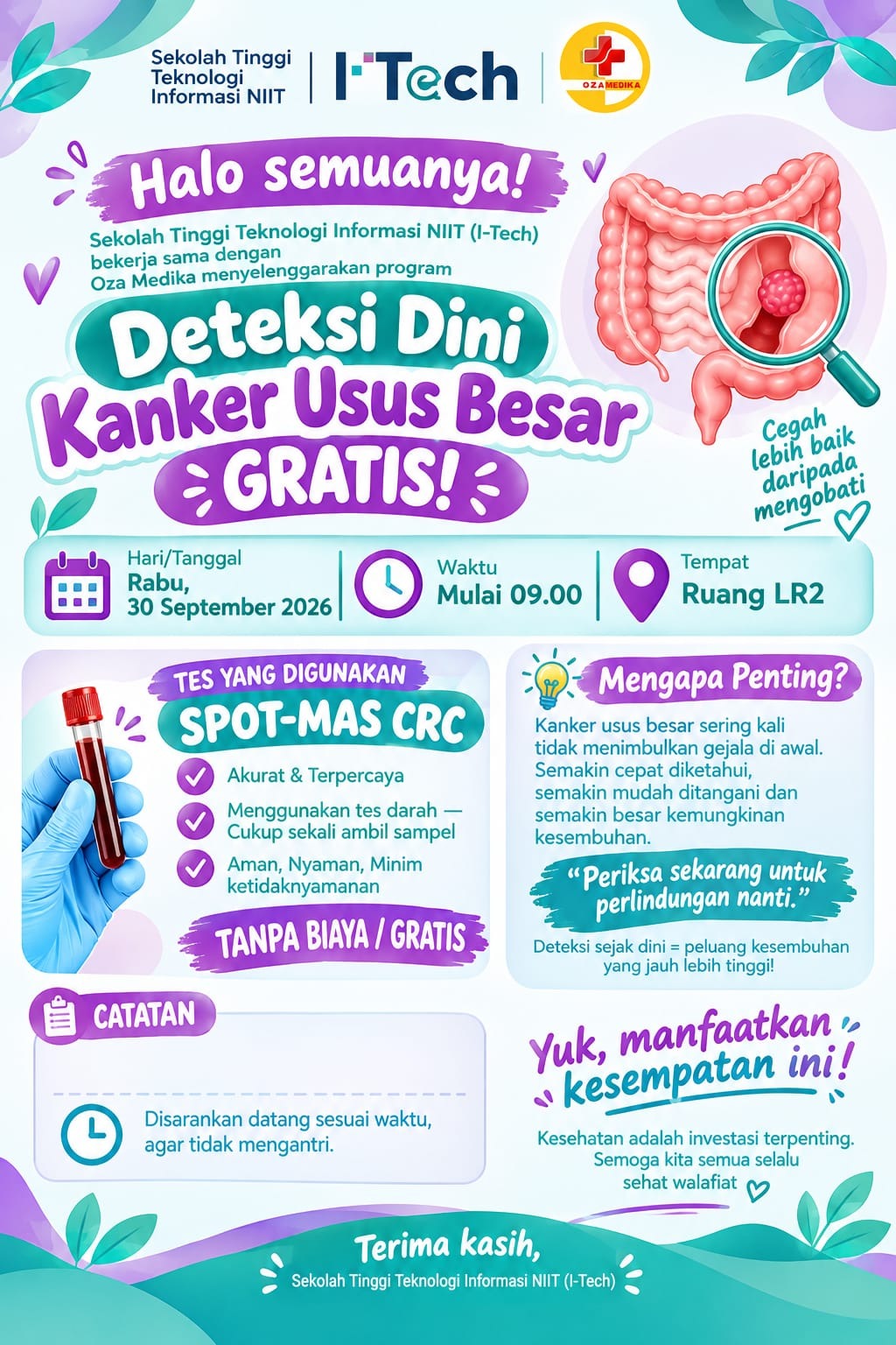 Program Deteksi Dini Kanker Usus Besar GRATIS